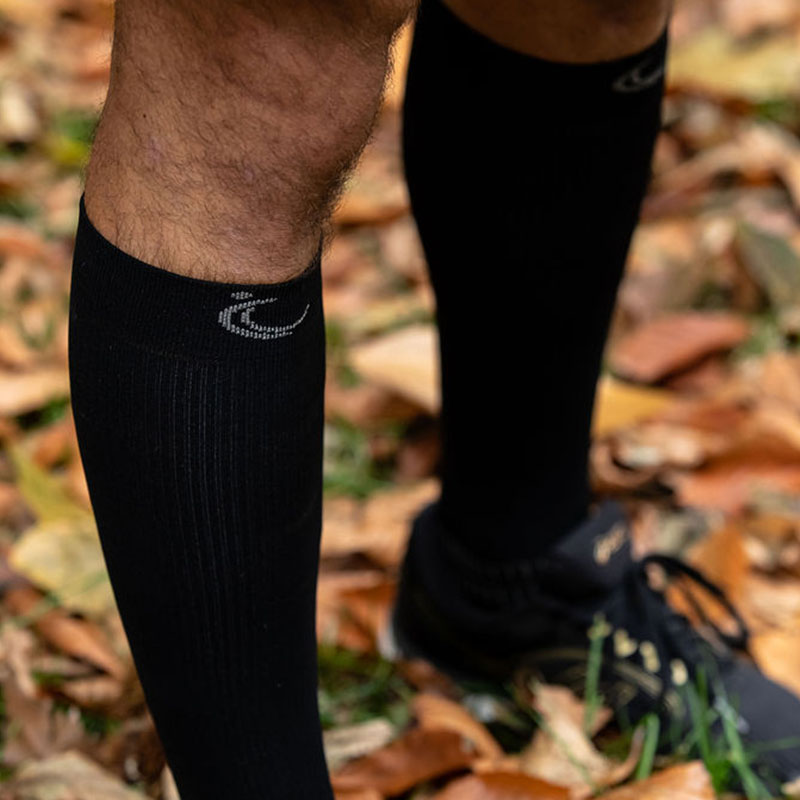 Black sports compression socks for running