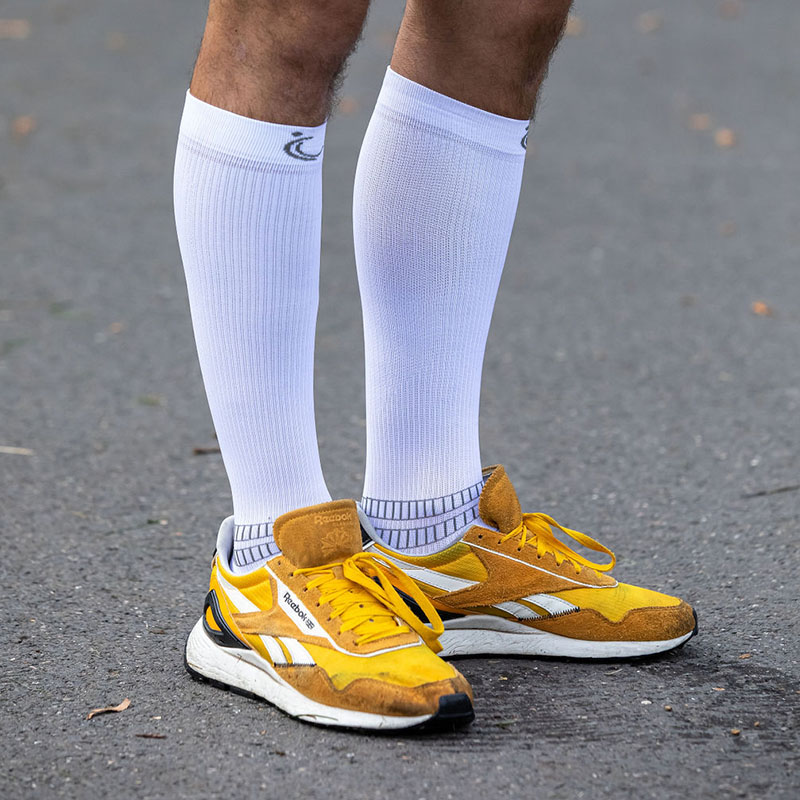 white sports compression socks for running