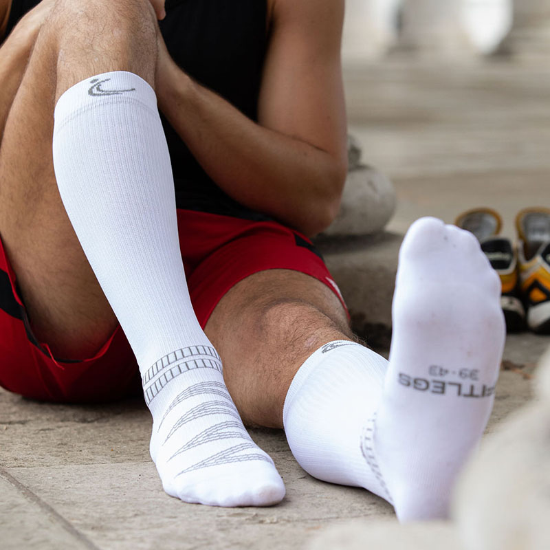 White sports compression socks